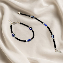 Adjustable Black Bead Evil Eye Protection Bracelet Set (2 Pc)