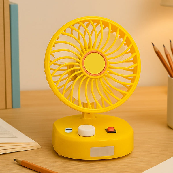 USB-C Type Rechargeable Portable Fan With LED Light Heavy Duty Motor & Foldable Fan With Charging Port Home, Outdoor, Temple