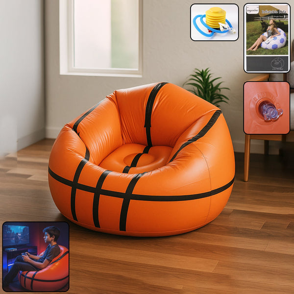 Foldable Sofa, Cartoon Style Inflatable Folding Chair, Ball Chair, Inflatable Sofa for Adults, Kids size (110cm x 85cm)